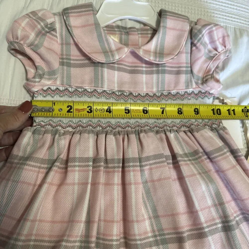Laura Ashley Pink and Gray Plaid Smocked Dress